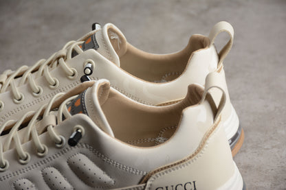 Gucci Cream Beige Leather Low-Top Sneakers