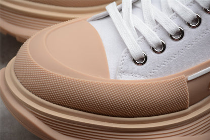Alexander McQueen Tread Slick White Tan Canvas Sneakers