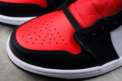 Nike Air Jordan 1 Mid White Black Red Bred Toe Sneakers