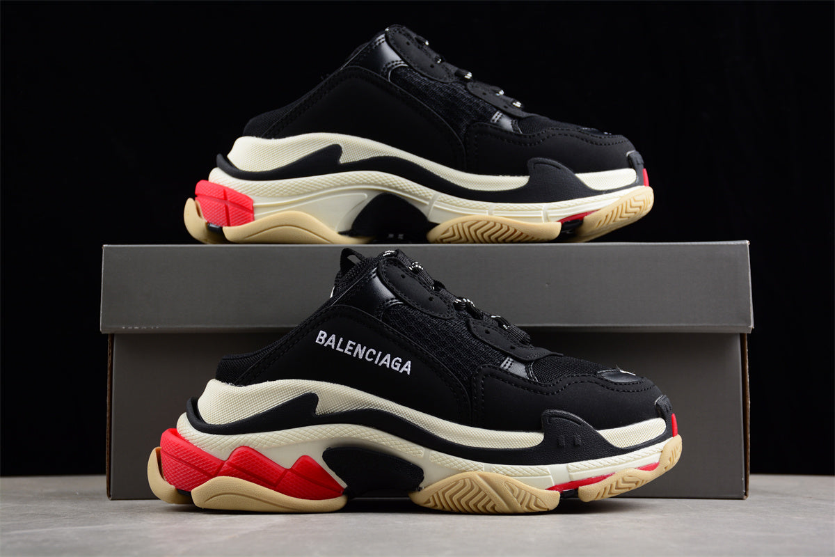 Balenciaga Triple S Mule Black Red Beige