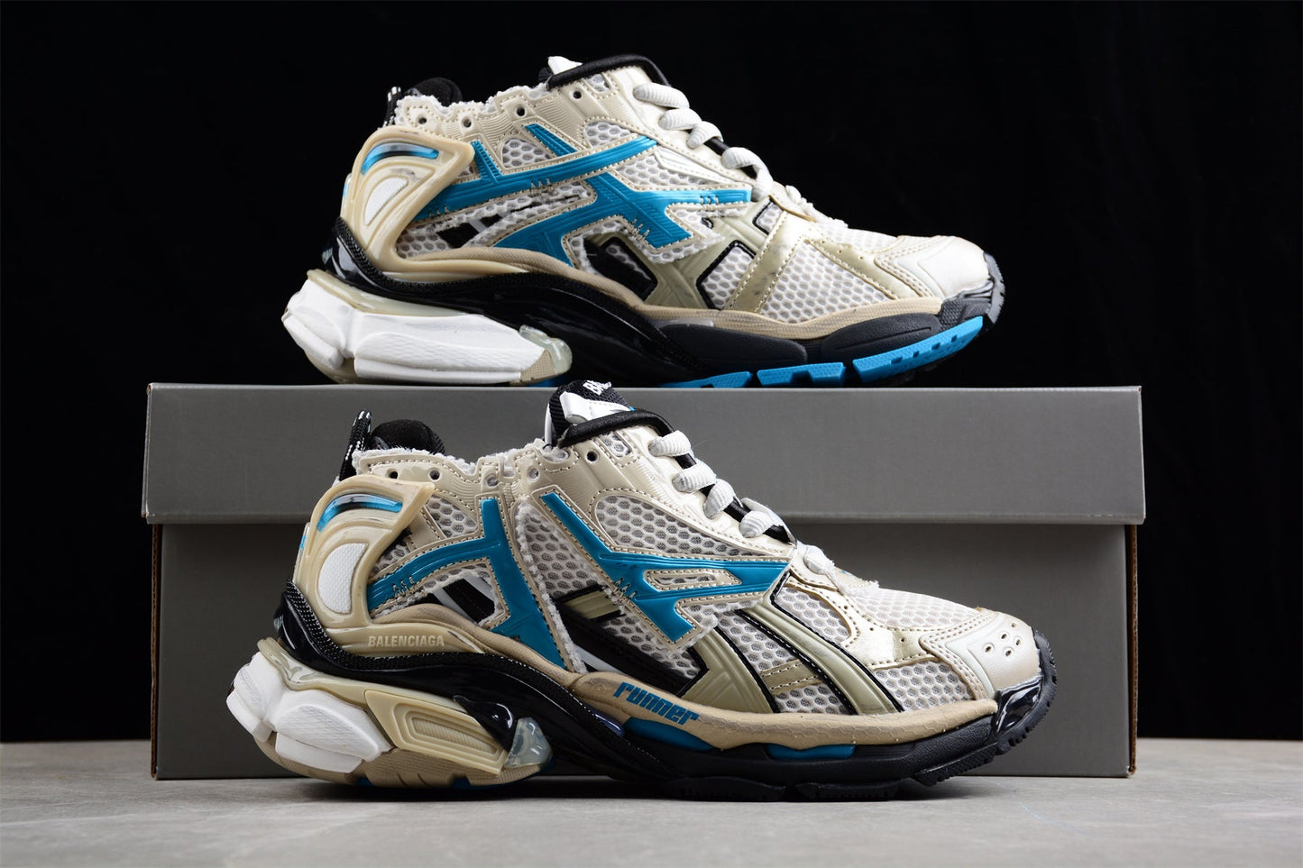 Balenciaga Runner White Beige Blue Sneakers