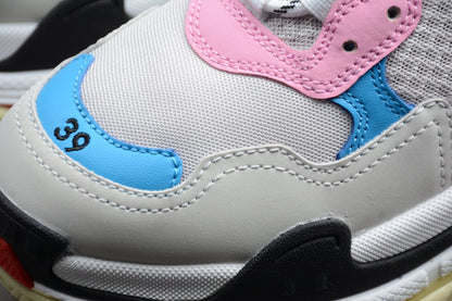 Balenciaga Women’s Triple S White Blue Pink Sneakers
