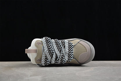 Lanvin Curb Grey Suede Leather Sneakers
