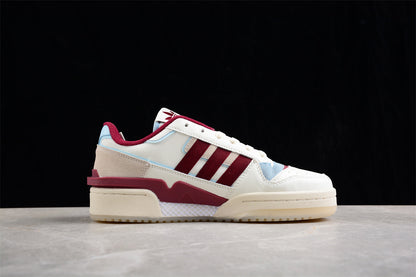 Adidas Forum Exhibit Low Off-White Burgundy Sneakers