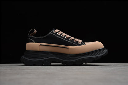 Alexander McQueen Tread Slick Black Tan Canvas Sneakers
