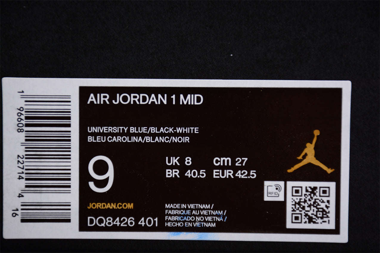 Air Jordan 1 Mid "University Blue/Black-White"