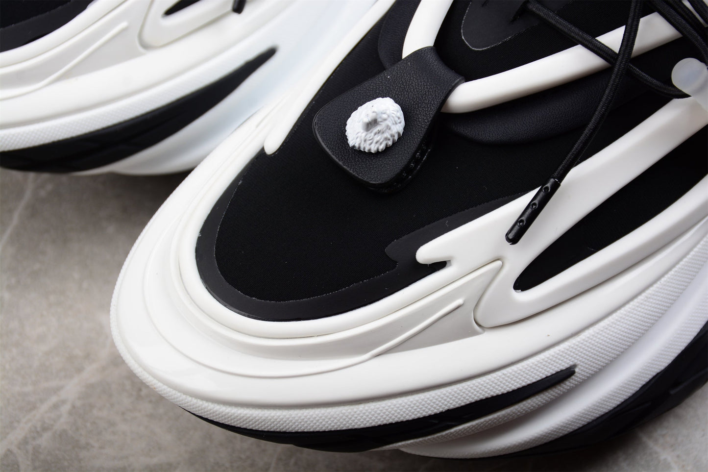 Balmain Unicorn Low-Top Sneakers in White/Black – Neoprene and Leather