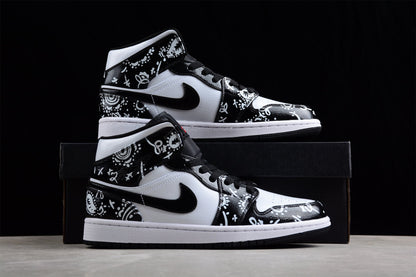 Nike Air Jordan 1 Mid Monochrome Splatter Sneakers