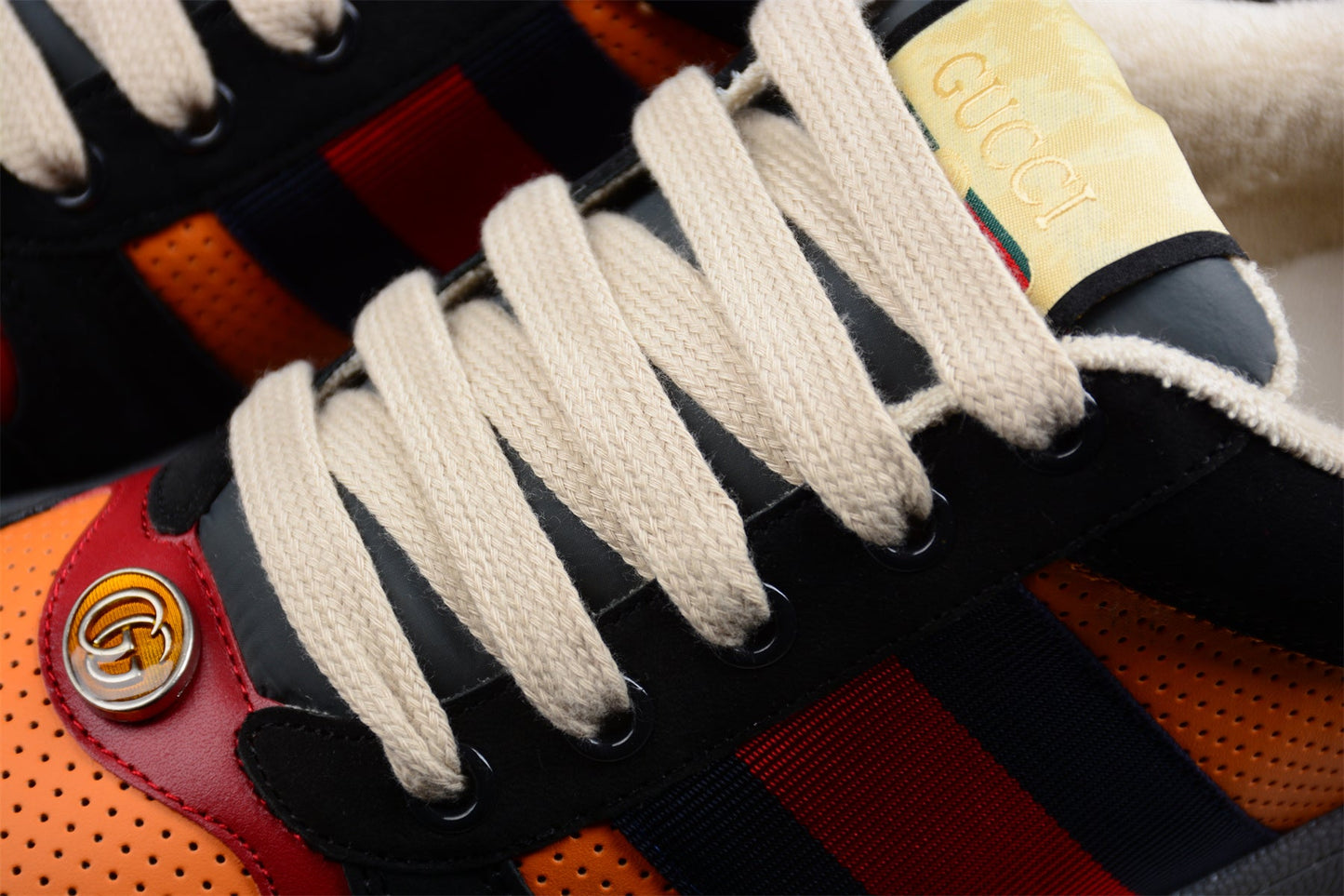 Gucci Screener Orange Leather Tiger Edition Sneakers