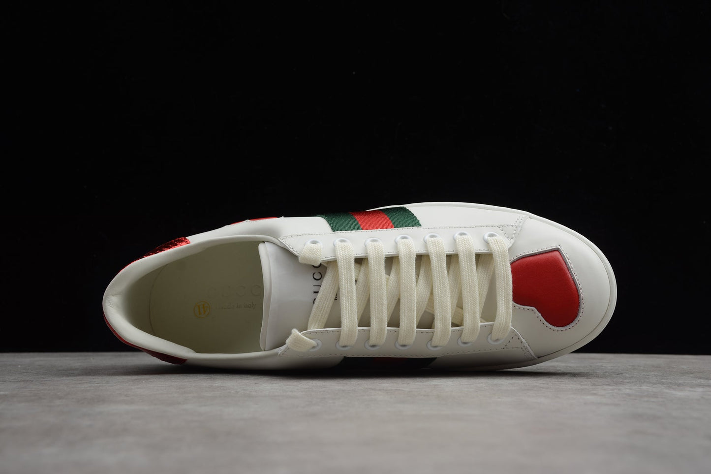 Gucci Ace Heart Stripe Leather Sneakers White