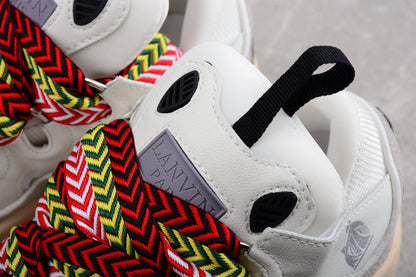Lanvin Curb White Ivory Leather Sneakers