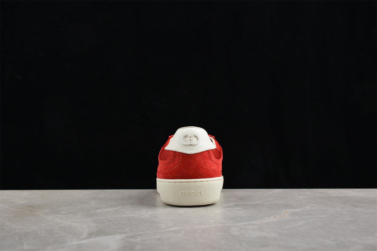 Gucci Red Suede Low-Top Sneakers