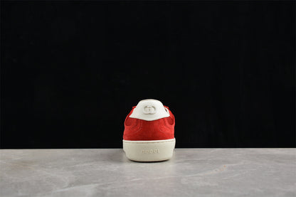 Gucci Red Suede Low-Top Sneakers