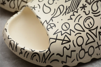 Adidas Yeezy Slide Bone White Black Graffiti Sandals