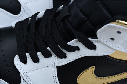 Nike Air Jordan 1 Mid White Black Metallic Gold Sneakers