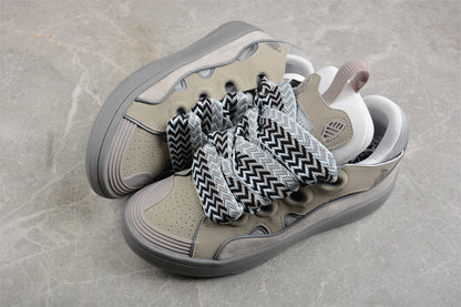 Lanvin Curb Grey Suede Leather Sneakers