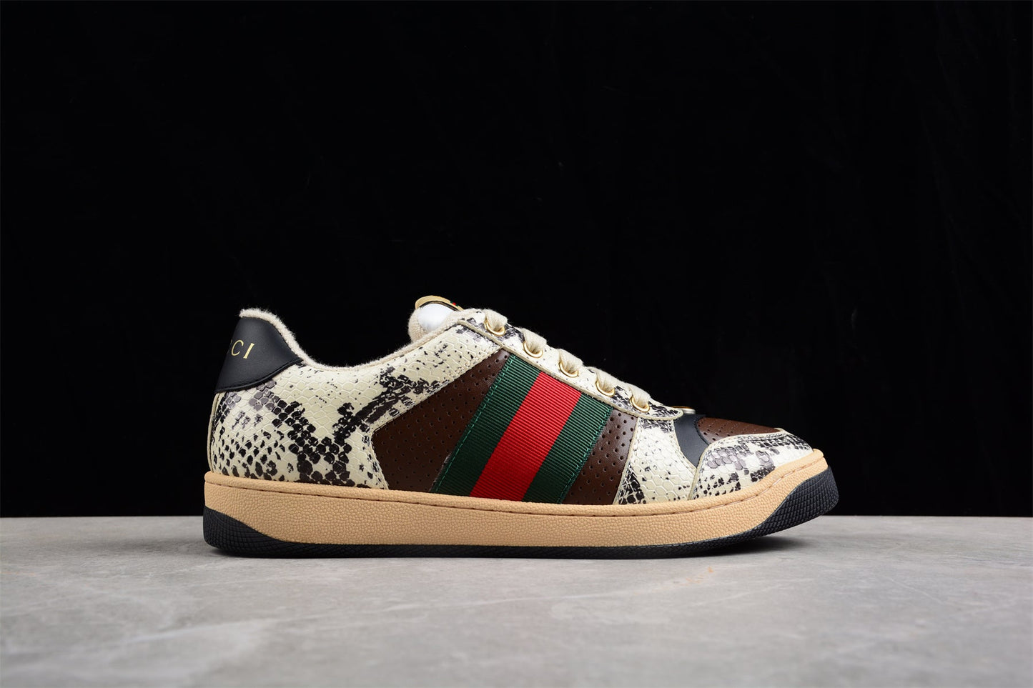 Gucci Screener Python Print Leather Sneakers