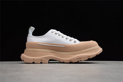 Alexander McQueen Tread Slick White Tan Canvas Sneakers