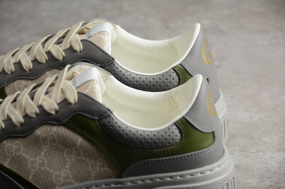 Gucci GG Supreme Canvas Platform Sneakers Grey Green