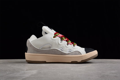 Lanvin Curb White Ivory Leather Sneakers