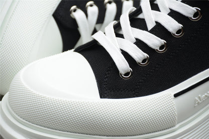 Alexander McQueen Tread Slick Black White Canvas Boots