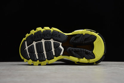 Men's Silver & Lime Green Track Sneakers