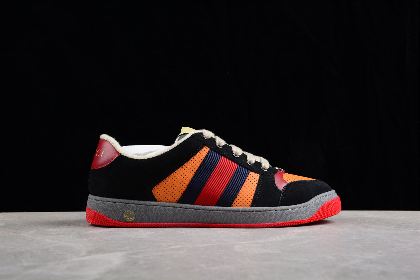 Gucci Screener Orange Leather Tiger Edition Sneakers