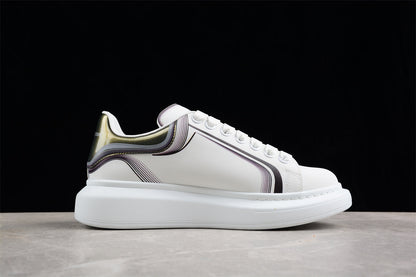 Alexander McQueen Oversized White Silver Leather Sneakers