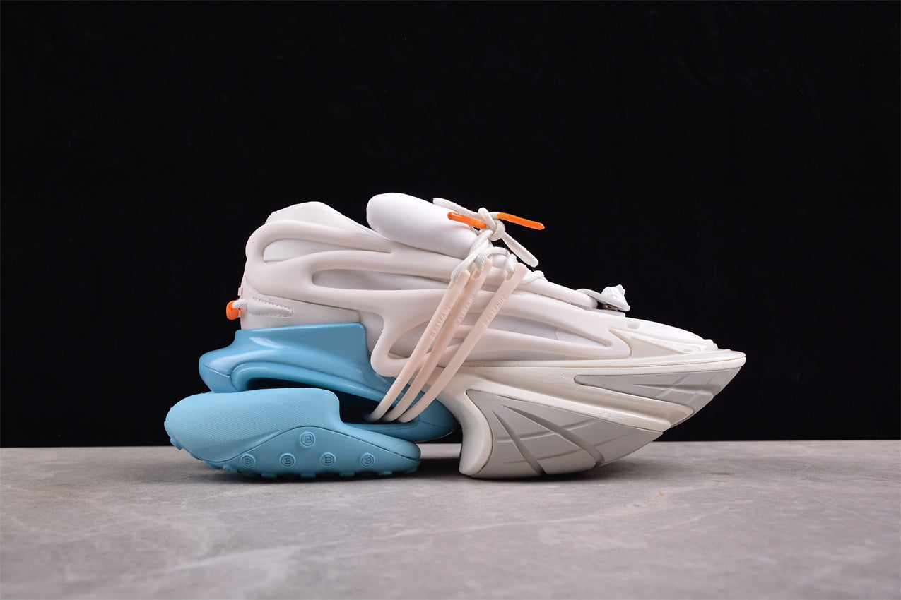 Balmain Unicorn Sneakers  Blue/White – Neoprene and Leather