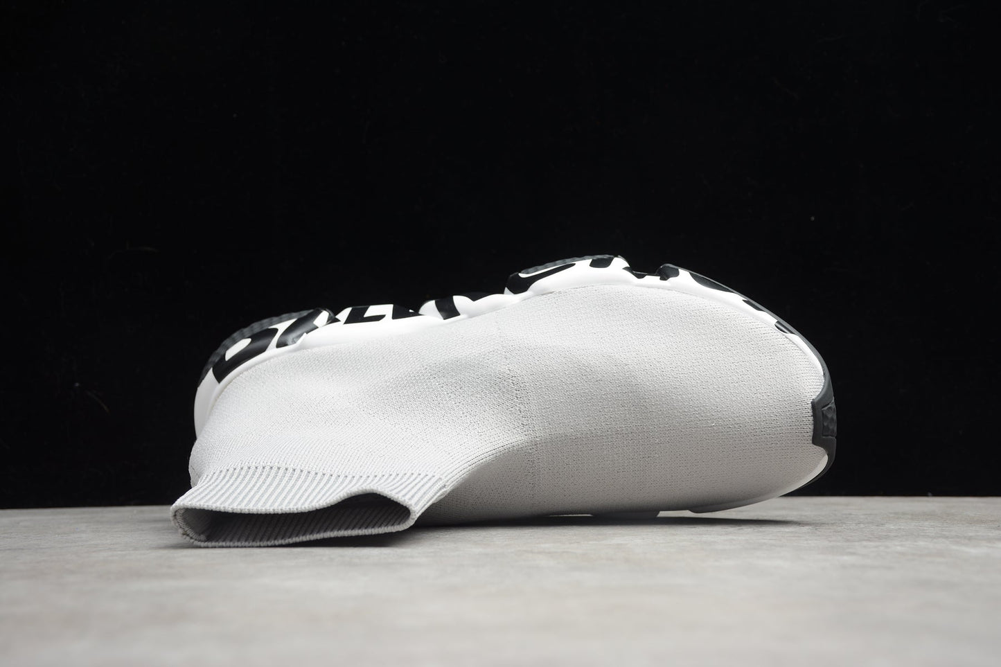 White & Black Speed Knit Sneakers