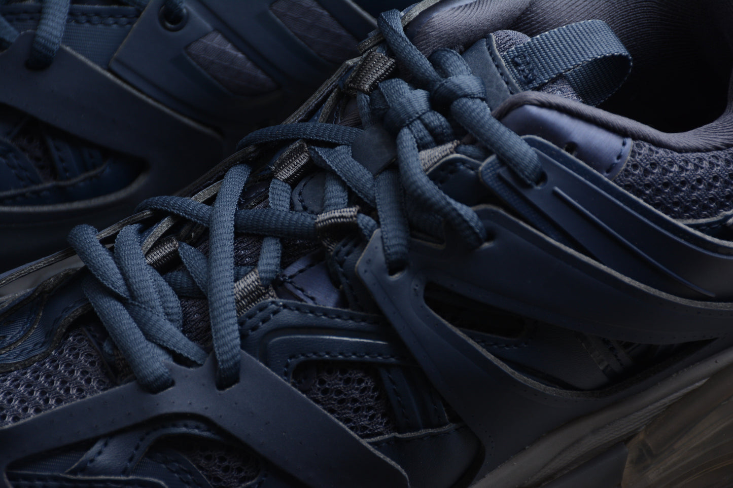 Men's Navy Blue Track Clear Sole Sneakers