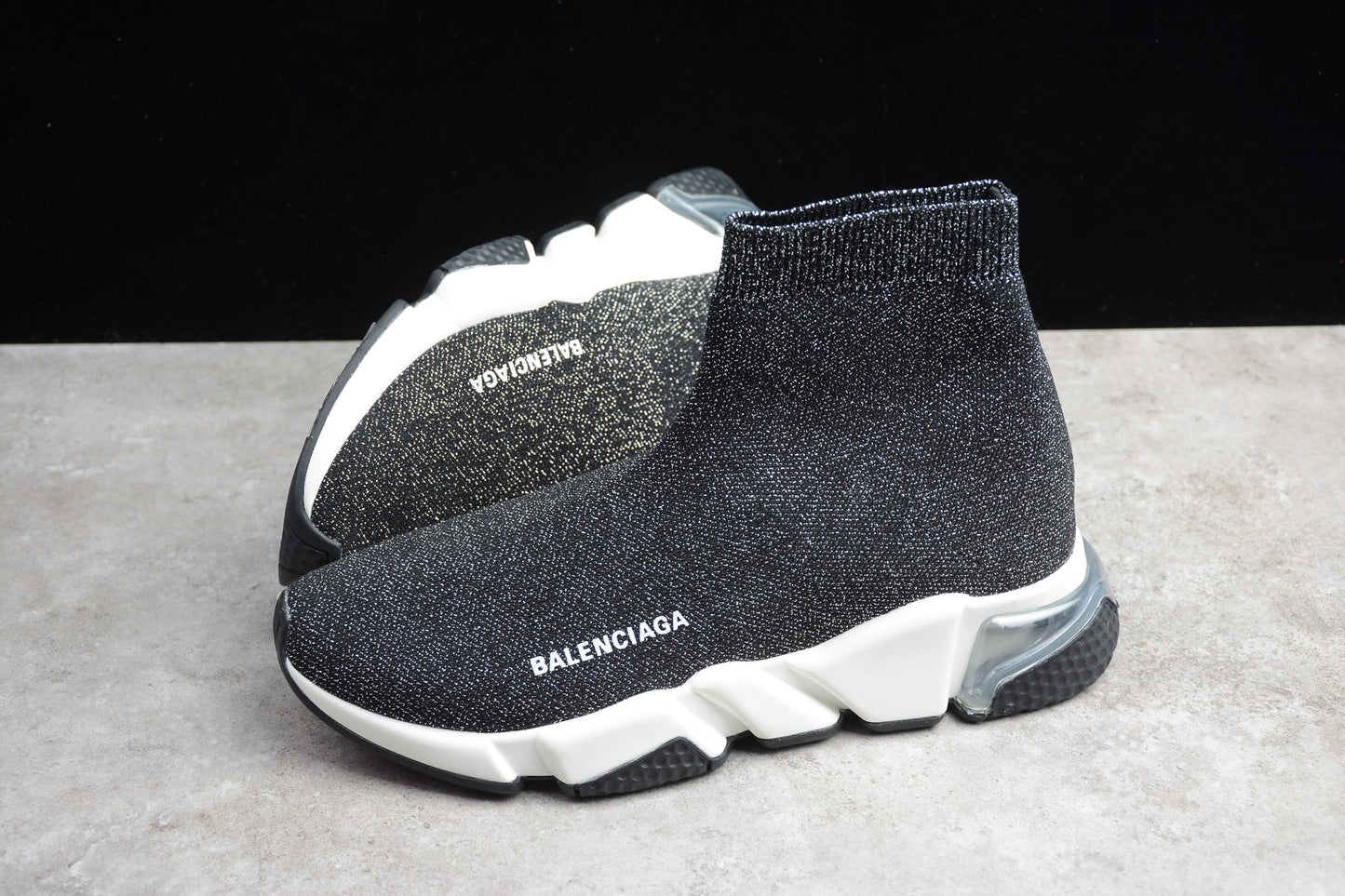Grey & White Speed Knit Sneakers