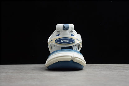 Men's White & Blue Track Lifestyle Sneakers
