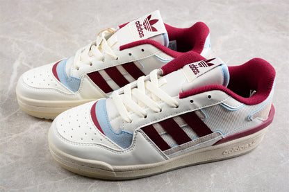 Adidas Forum Exhibit Low Off-White Burgundy Sneakers