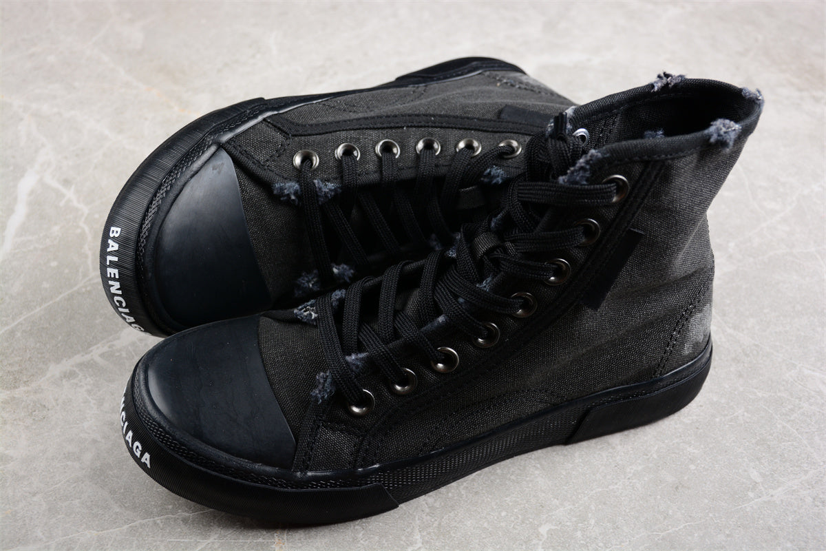 Balenciaga Paris High Destroyed Triple Black Sneakers