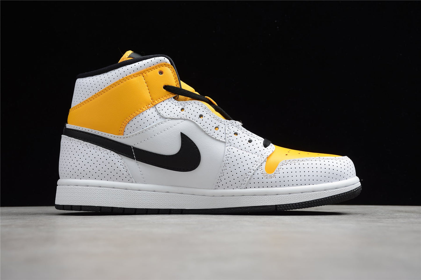 Air Jordan 1 Mid Perforated White University Gold