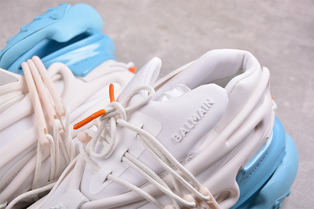 Balmain Unicorn Sneakers  Blue/White – Neoprene and Leather