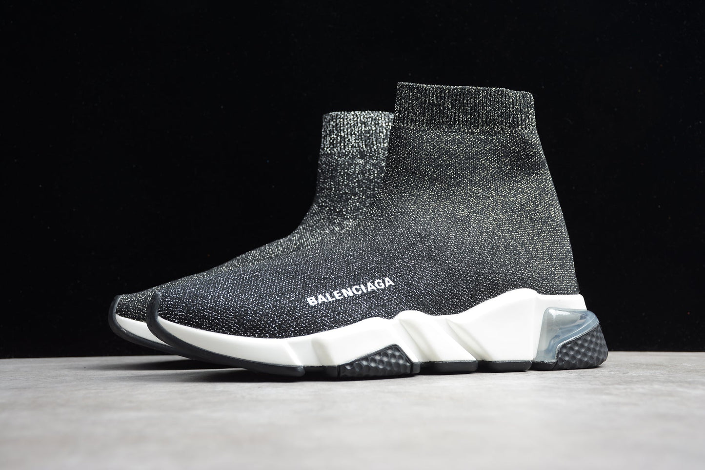 Grey & White Speed Knit Sneakers