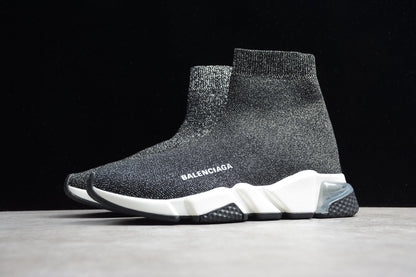 Grey & White Speed Knit Sneakers