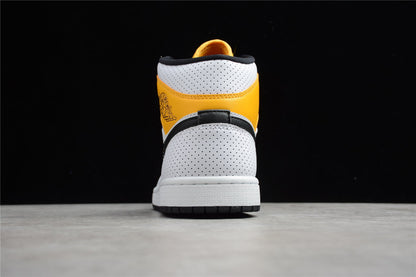 Nike Air Jordan 1 Mid Perforated White University Gold Sneakers