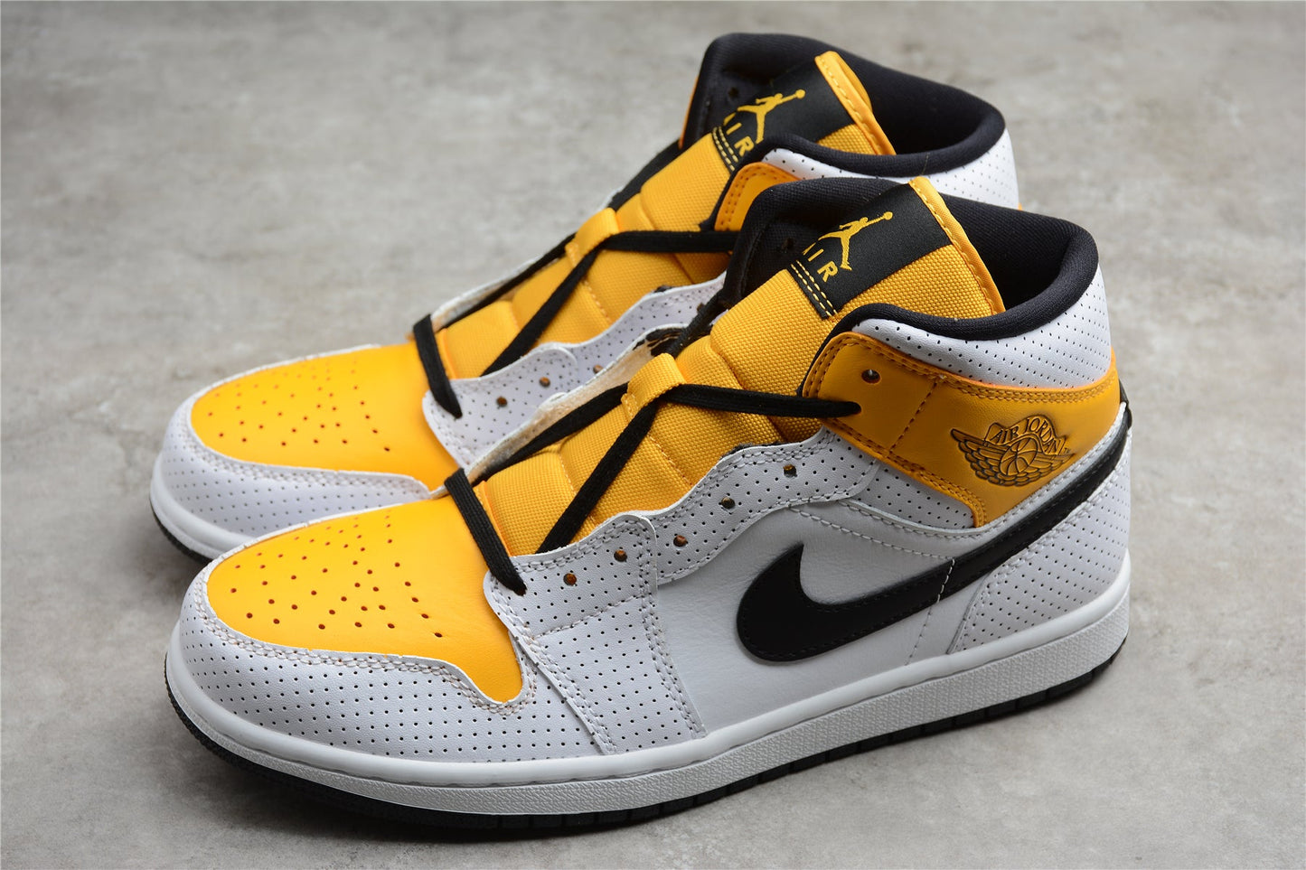Air Jordan 1 Mid Perforated White University Gold