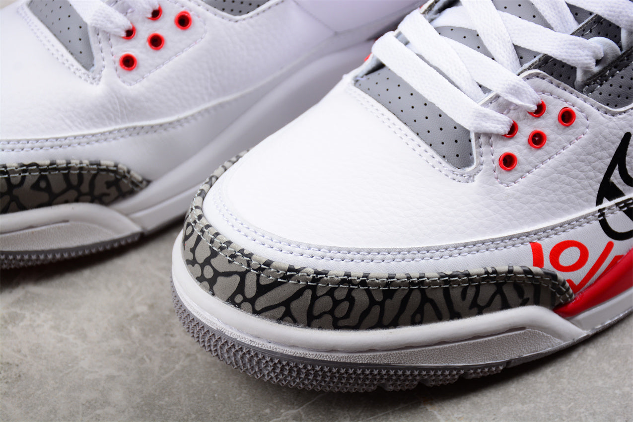 Air Jordan 3 OG Fire Red DIY "Love Basketball" Shoes