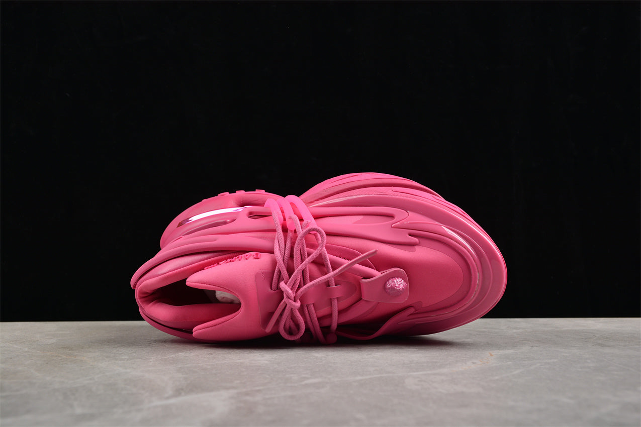 Balmain Unicorn Trainers in Neoprene and Leather Rose