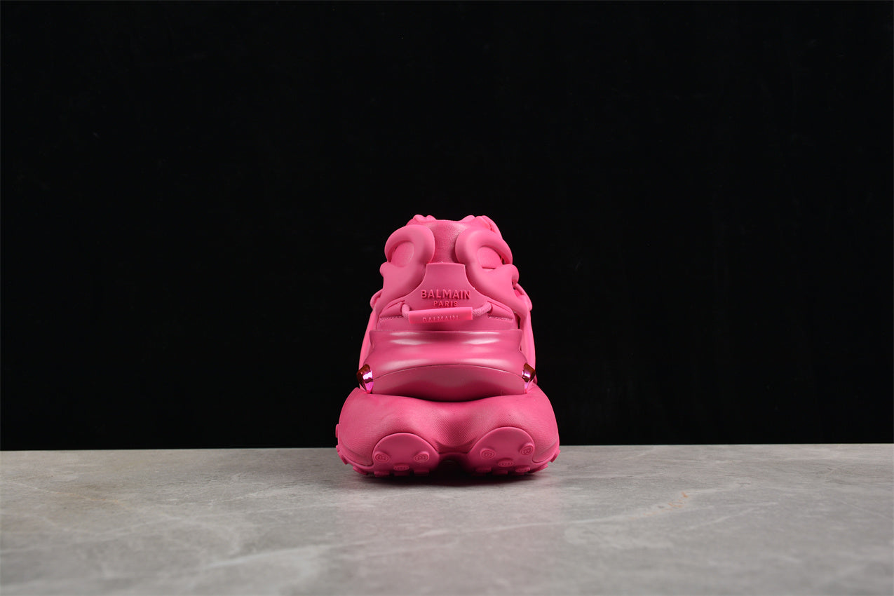 Balmain Unicorn Trainers in Neoprene and Leather Rose