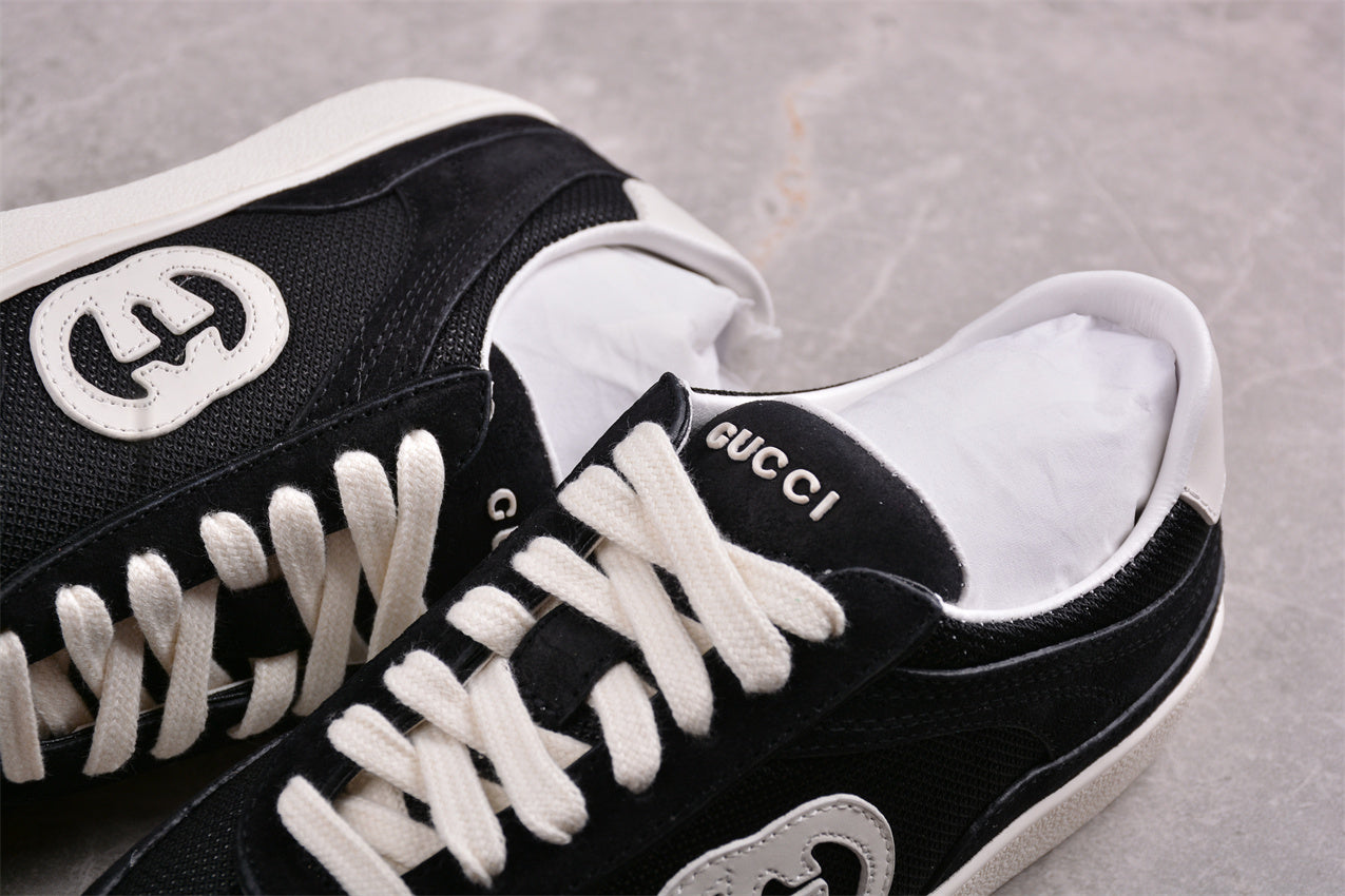 Gucci Interlocking G Black Suede Low Top Sneakers