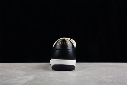 Gucci Women's Screener Black White Leather Sneakers