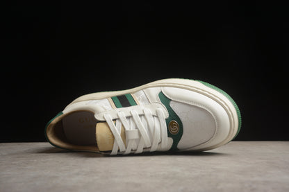 Gucci Chunky Screener GG White & Green Leather Sneakers