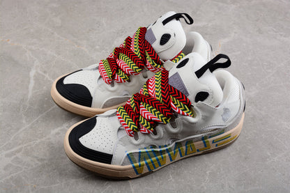Lanvin Curb White Ivory Leather Sneakers