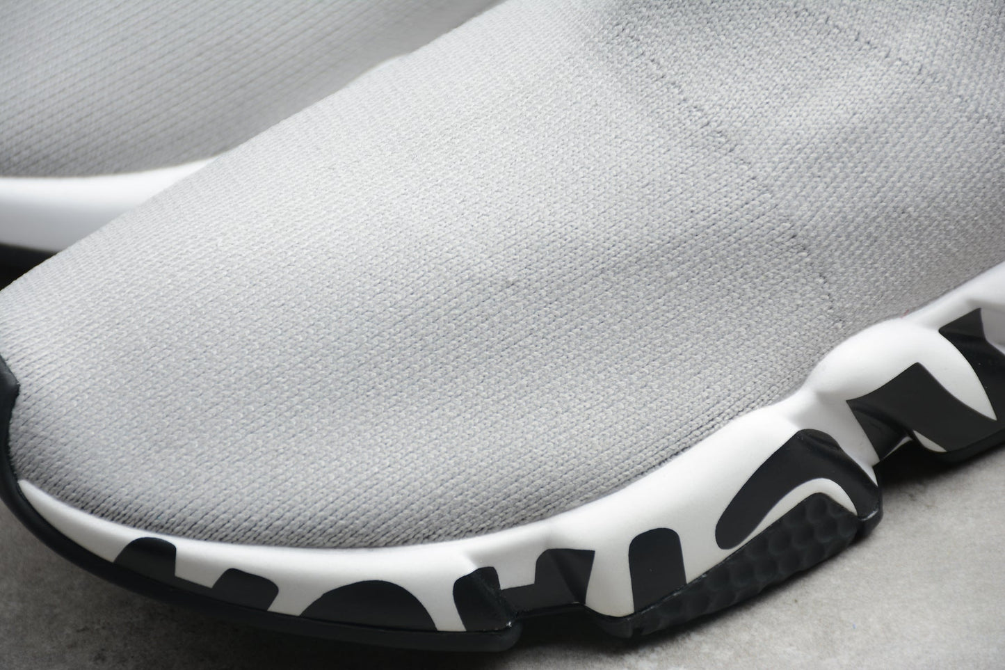 White & Black Speed Knit Sneakers