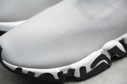 White & Black Speed Knit Sneakers